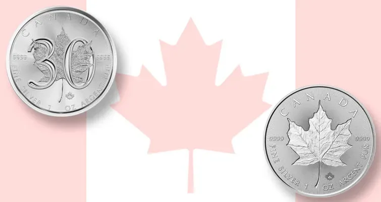 2018-canada-5-dollar-30th-anniversary-maple-leaf-coins-pair