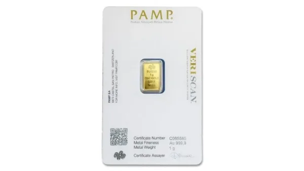 1 Gram PAMP Suisse Gold Bar - Lady Fortuna