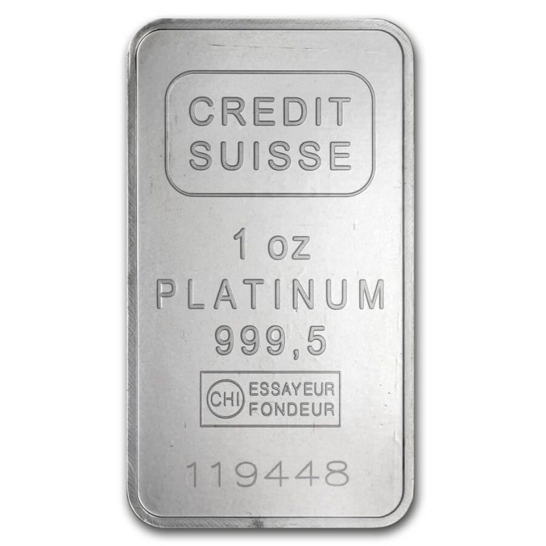 1 oz Platinum Bar - Credit Suisse (.9995 Fine, w/Assay)