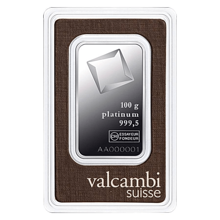 100 gram Platinum Bar - Valcambi (In Assay)