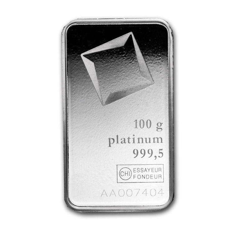 100 gram Platinum Bar - Valcambi (In Assay)