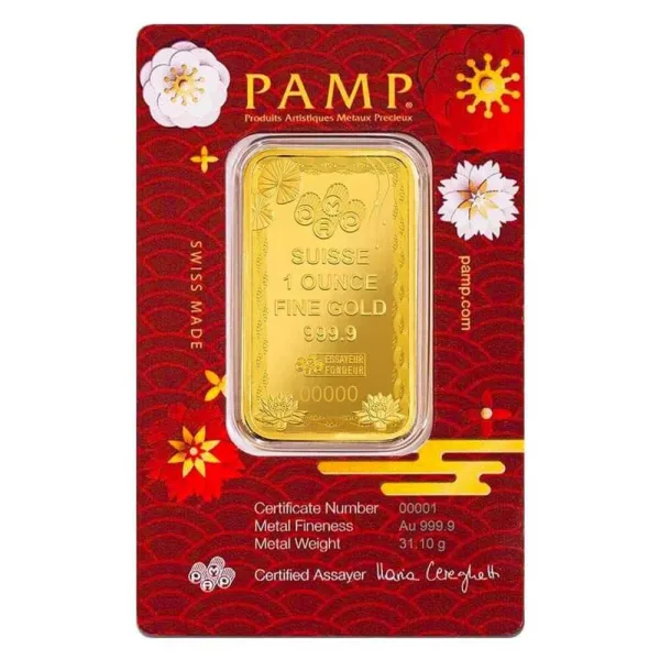 2025 1 oz PAMP Suisse Good Luck Koi Fish Gold Bar .9999 Fine (in Assay)